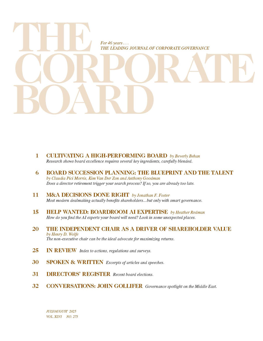 THE CORPORATE BOARD - July/August 2025 Issue Cover THE CORPORATE BOARD - July/August 2025 Issue Cover